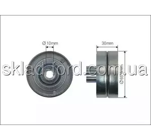 Натяжной ролик гладкий металлический ремня навесного оборудования TRANSIT 09/2011-- 2.2 TC CR ( 10x65.5x30 ) ( Внутри NSK POLAND ), NSK 1717608